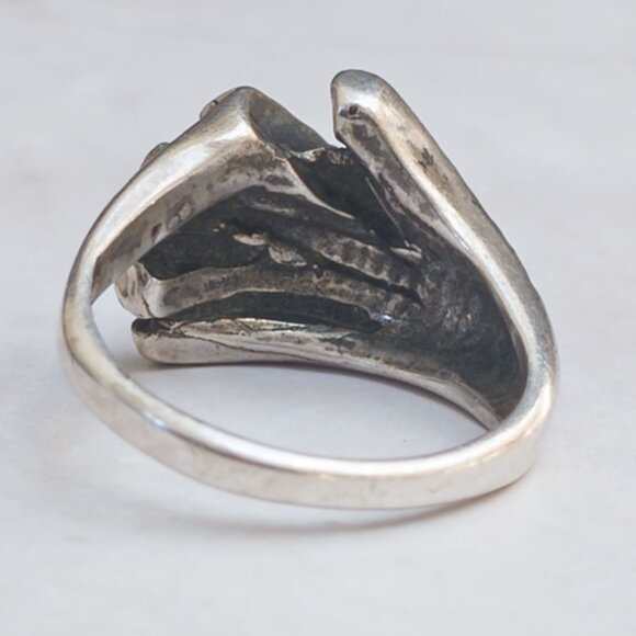 Sterling Silver Hammer‑Textured “Fan” Ring | Size 5 ½ - Picture 6 of 12